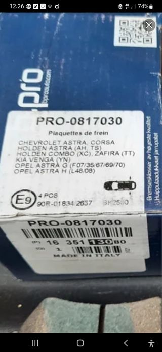 Pasticche posteriori nuove per opel