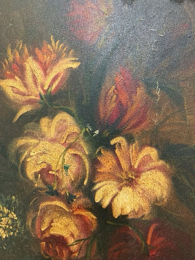 Antiguo cuadro floral en estilo romántico