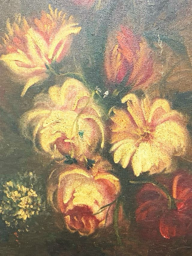 Antiguo cuadro floral en estilo romántico