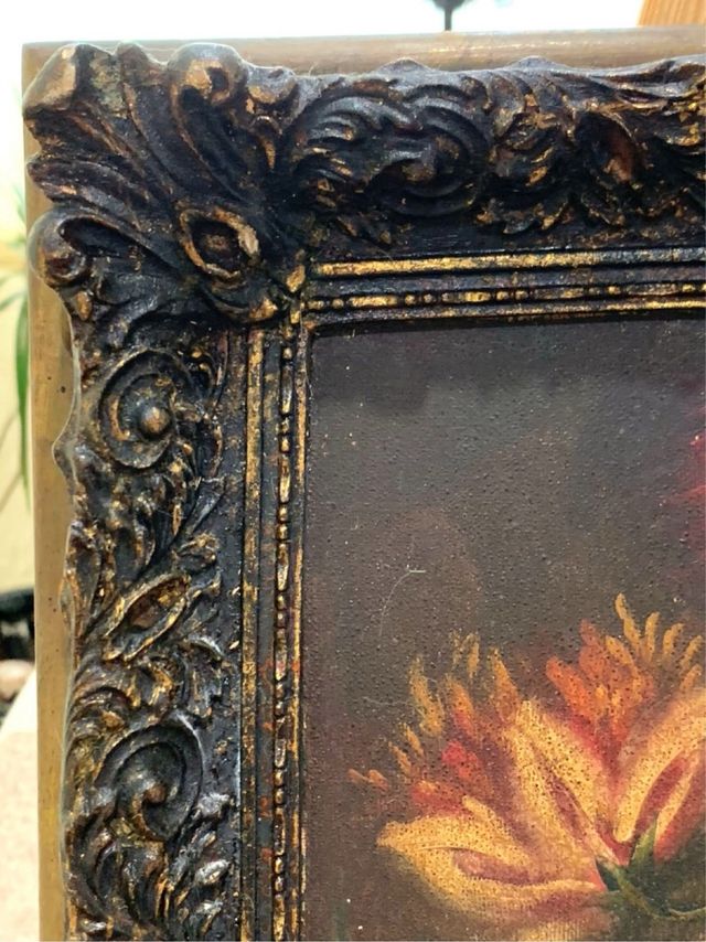 Antiguo cuadro floral en estilo romántico