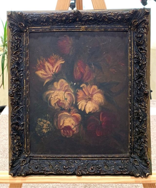 Antiguo cuadro floral en estilo romántico