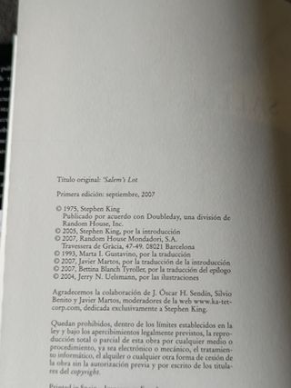 El Misterio de Salems Lot de Stephen King 
