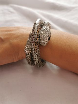 Pulsera de serpiente plateada bisuteria