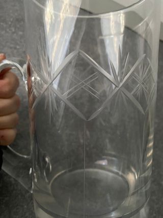 Brocca caraffa acqua in cristallo di Boemia incisa