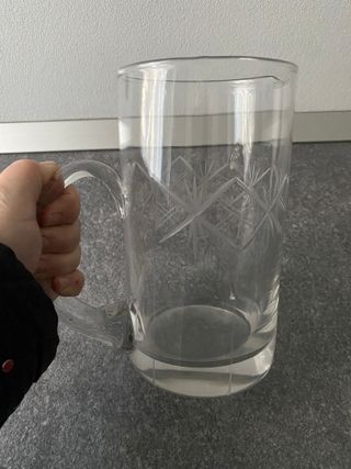 Brocca caraffa acqua in cristallo di Boemia incisa