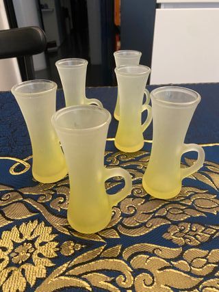 6 bicchierini vodka liquore vetro satinato giallo