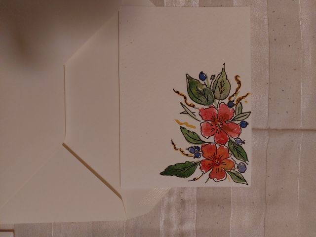 Tre biglietti con busta dipinti all'acquarello