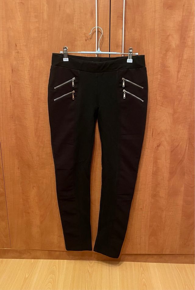 Pantalones elasticos ajustables con cremalleras