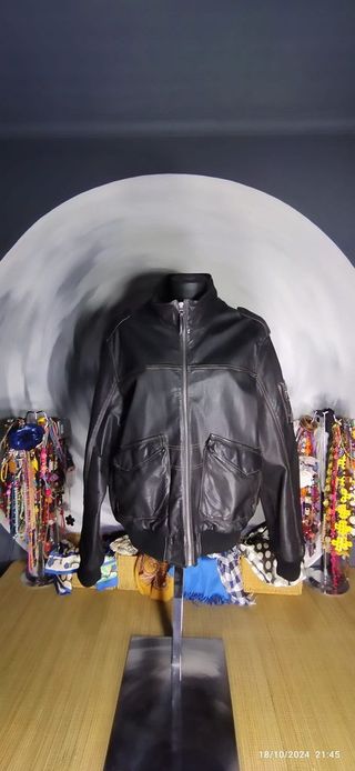 Chaqueta CUERO "Bomber" ZARA Hombre Talle XXL