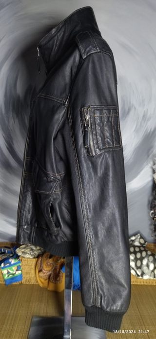 Chaqueta CUERO "Bomber" ZARA Hombre Talle XXL