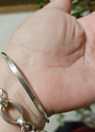 Brazalete en plata 925 y nácar rosa
