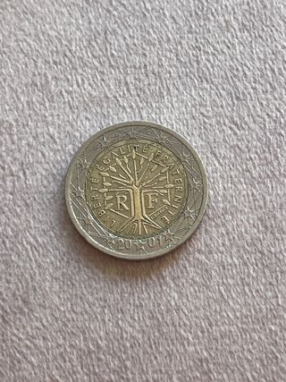 Moneda de dos euros del arbol de la vida con fallo