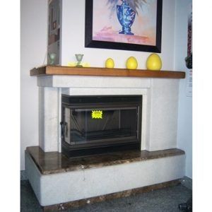 Chimenea rincón crema y mármol emperador