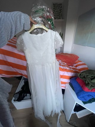 Vestido comunión niña flores blanco