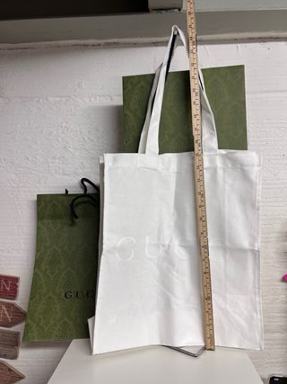 BOLSO TOTE GUCCI BLANCO ALGODON GRANDE