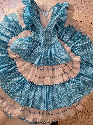 Traje de gitana turquesa con lunares 