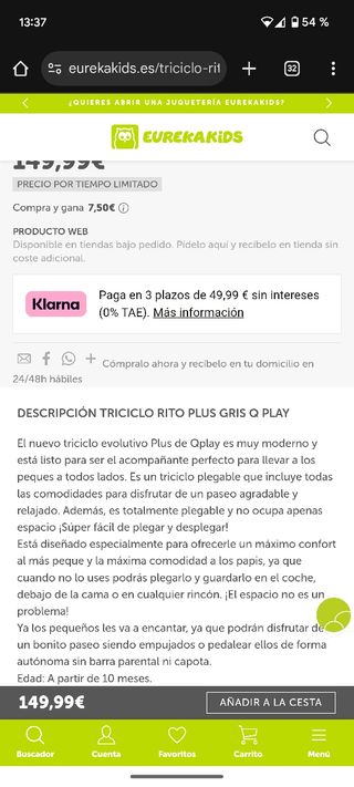 Triciclo plegable Qplay Rito