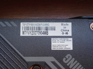 Tarjeta gráfica NVIDIA GTX 1650.