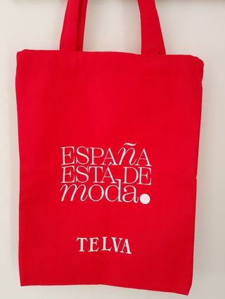 Bolsa de loneta roja con slogan