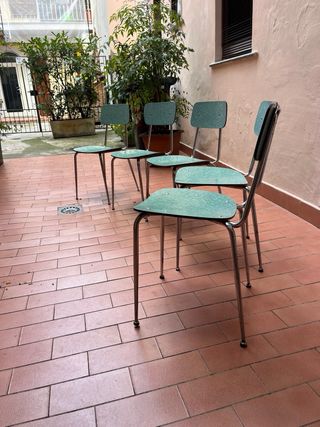 set Credenza tavolo e sedie Vintage Formica Verde