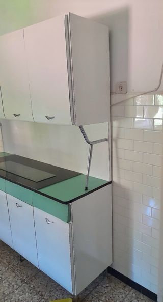 set Credenza tavolo e sedie Vintage Formica Verde