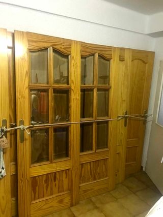 2 Puertas pino con Cristal Doble y 2 Pino Madera