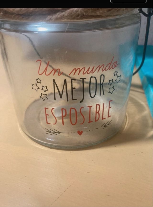 Cuadro decirativo y bote de cristal