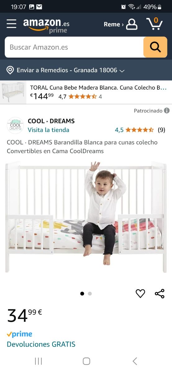 Barandilla para cuna