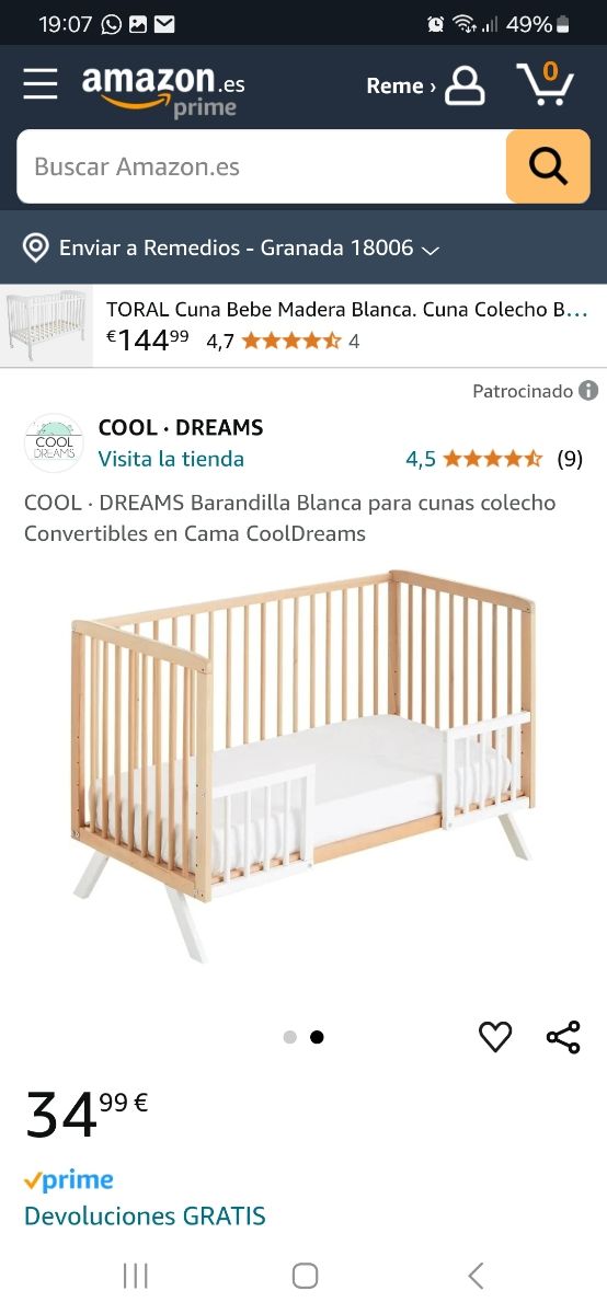 Barandilla para cuna