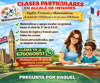 Clases de inglés, francés y matemáticas