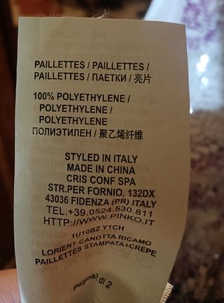 Pinko top smanicato, paillettes sul davanti tg. M