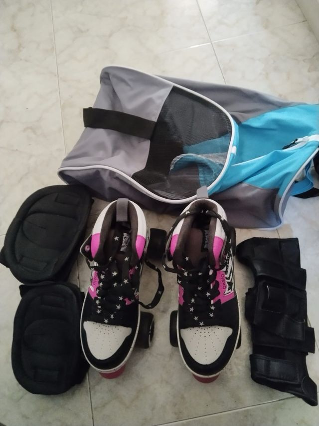 Patines 4 ruedas y rodilleras