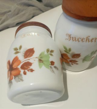 Set tre vasi cucina vintage anni 60 vetro opalino