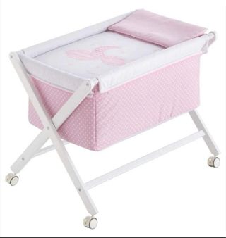 Mini cuna de tijera rosa