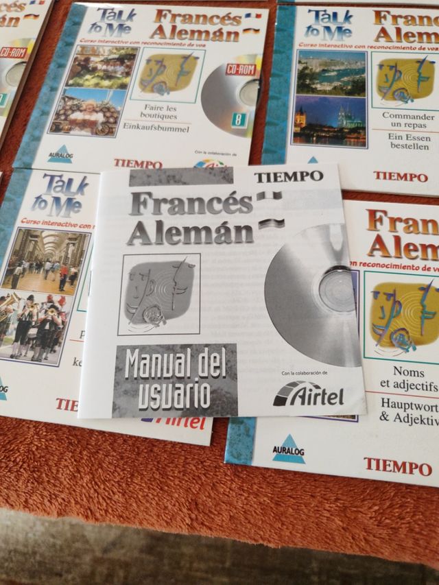 CDs de aprendizaje de francés y alemán.