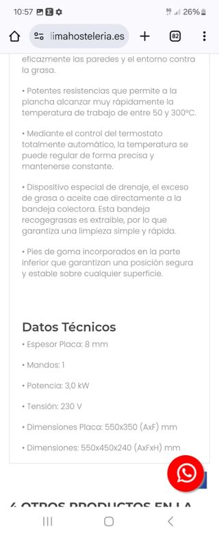 Plancha eléctrica de acero rectificado