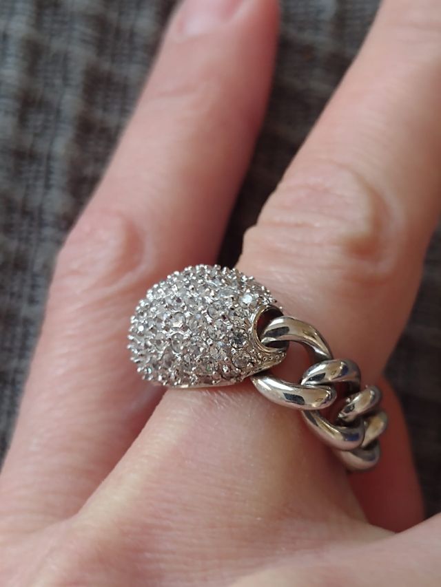 Anillo plata piedras y cadena