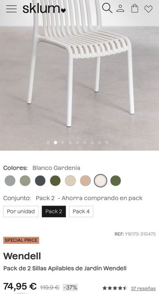 Pack 2 Sillas Sklum NUEVAS