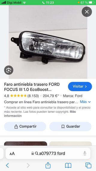 Antiniebla delantero derecho ford focus 3. 2012-17