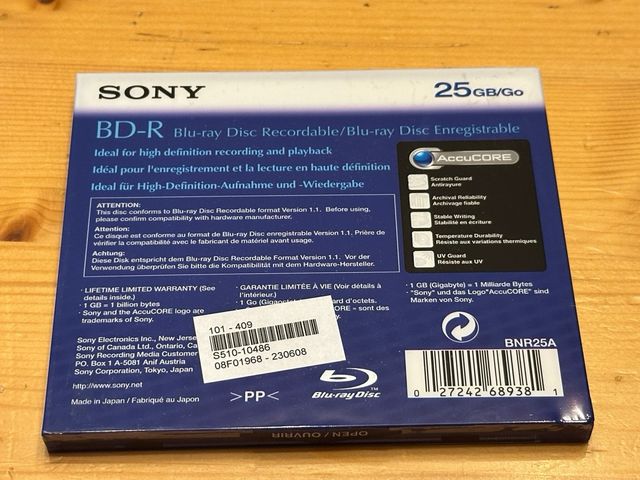 BD-R registrabile Blu-ray Sony BNR25A