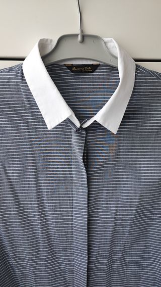 Camisa mujer rayas gris y blanca 