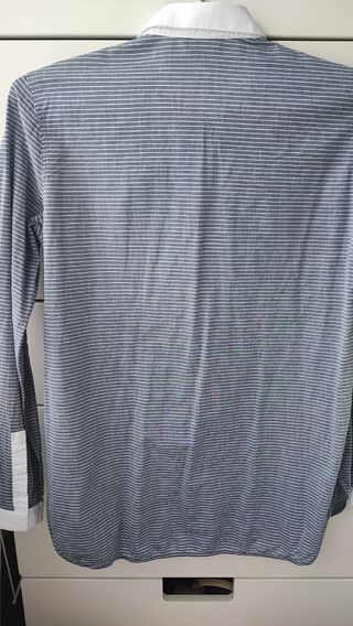Camisa mujer rayas gris y blanca 