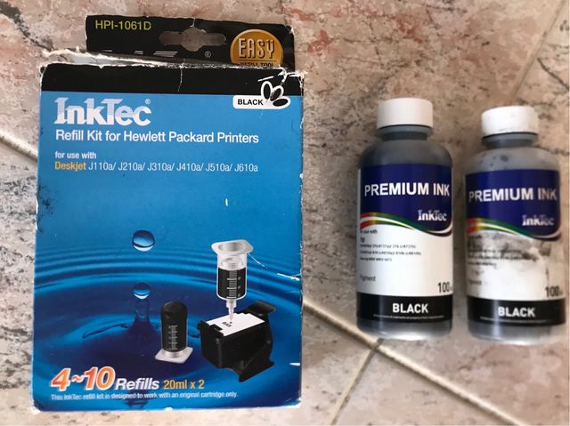 tinta premium inktec 100 ml negro y kit rellenado