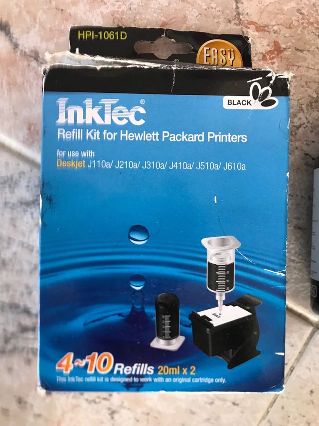 tinta premium inktec 100 ml negro y kit rellenado