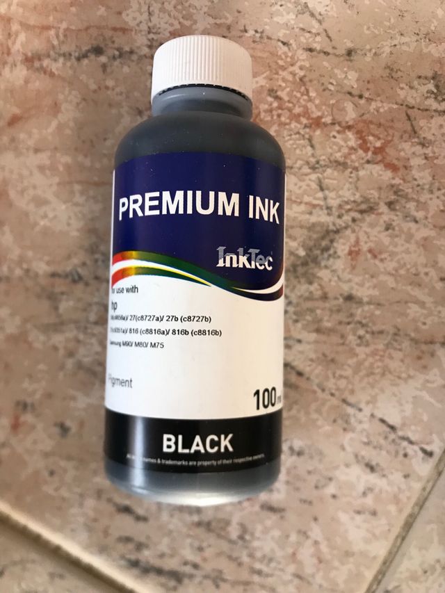 tinta premium inktec 100 ml negro y kit rellenado