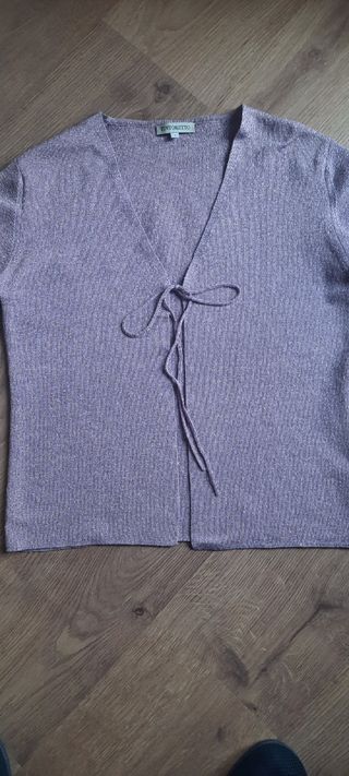 Chaqueta fiesta malva con hilo plateado