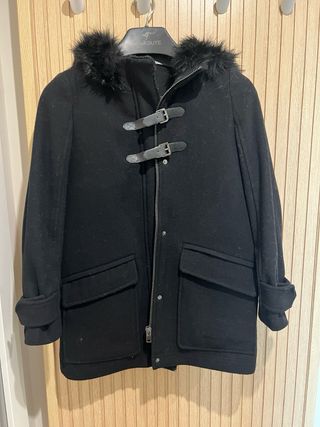 Abrigo negro lana XS mango