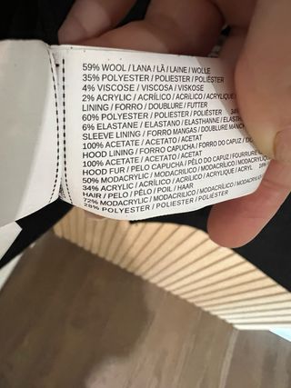 Abrigo negro lana XS mango