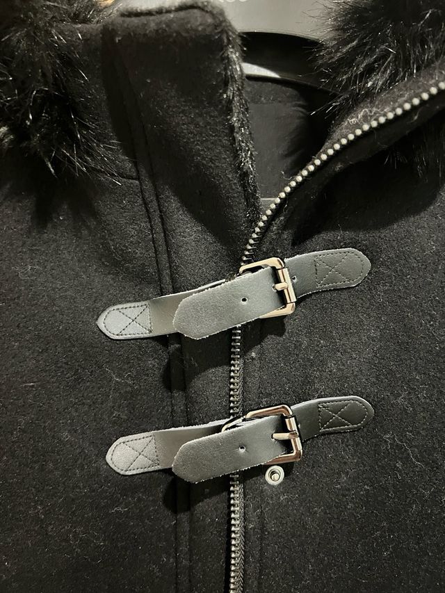 Abrigo negro lana XS mango