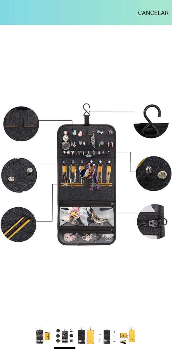 Bolsa enrollable joyería, joyero organizador.